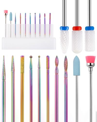 TPZORJX 13Pcs Punte Fresa Unghie Ceramica Professionale, Punta da Trapano per per Unghie in Gel Acrilico in Ceramica, Strumenti per Nail Art Punta Fresa Cuticole