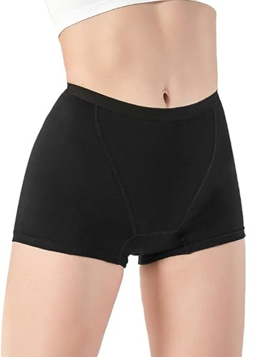 Boxer Menstruel Femme - Short de Nuit - Culotte Menstruelle Taille Haute - Lavable & Réutilisable - Adapté Aux Fuites Urinaires Légères & Postpartum