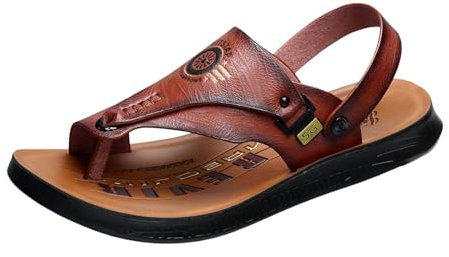 Générique Sandales Pour Homme Sandales Spartiates Homme D'extérieur Mocassins En Cuir Chaussures Pieds Larges De Plage Légères Tongs Mode Sandalette