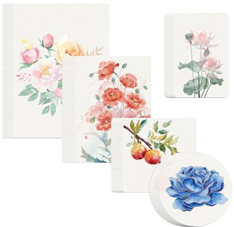 50 feuilles de papier aquarelle 5 styles 300 g de papier aquarelle en coton adapté pour les artistes, les adultes, les étudiants, la peinture acrylique, le crayon, les crayons de couleur et l'encre