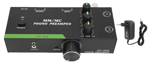 Eujgoov Preamplificador de Phono Profesional Mini de Tocadiscos, 10 Hz-20 KHz, MM, Modo MC, Conmutación para Tocadiscos (Enchufe de la UE)