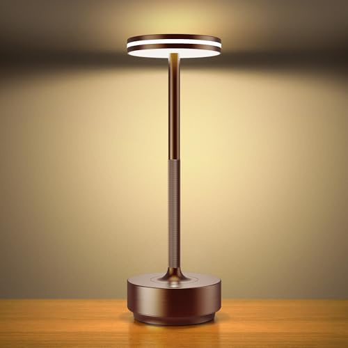 Hapfish lampe de table sans fil a batterie rechargeable, 5000mAh lumiere bureau LED tactile puissante pile usb, 3 températures de couleur, pour chevet, camping, restaurant, interieur/exterieur, IP54
