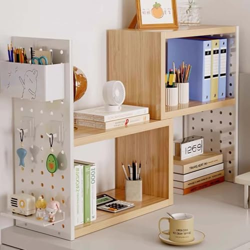 Retrattile Libreria Da Scrivania Con Scheda Perforata, Rotante Scaffale Per Scrivania, Mensola A Scaffale Con Griglia In Metallo, Per Computer, Del Soggiorno(White)