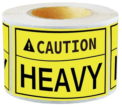 300 Pcs Caution Heavy Sticker, 2 x 3 inch Yellow Heavy Special Handling Shipping Pallet Label Stickers, Caution Warning Labels for Shipping and Packing