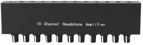 Tomantery Bärbar 10-kanals Hörlursförstärkare med Oberoende Utgångsnivåkontroll Stereo Splitter, Operationsförstärkare med Ultralågt Brus DC 12V, för Ljudupplevelse Av Studiokvalitet, Svart