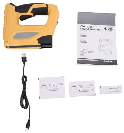 Luqeeg Grapadora Eléctrica Recargable de 4,2 V, Grapadora Inalámbrica 2 en 1, Herramientas Profesionales para Pistola de Clavos con 3000 Grapas para Clavos, Ideal para Tapicería, Hogar y Madera