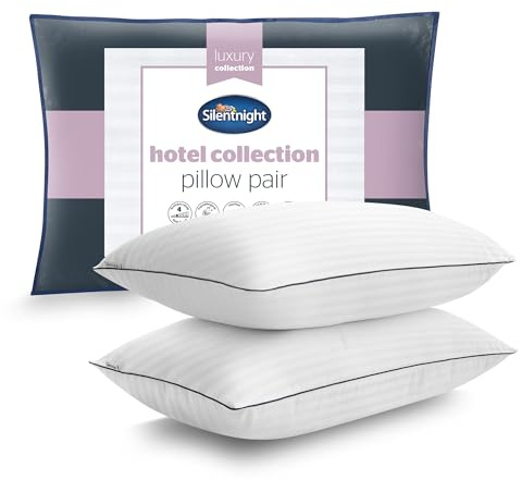 Silentnight Luxury Hotel Collection Piped Pillows 2 Pack - Hotel Quality Stylish Pillow Soft Medium Support Back & Side Sleepers Filled with Finest Fibres - Hypoallergenic Machine Washable - Pack of 2