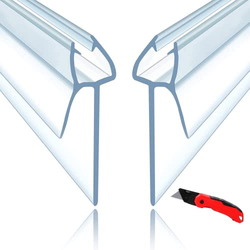 Premium Grid Duschdichtung l 2x100CM Duschtürdichtung für 6mm 7mm 8mm Glasdicktüren | Stoppen Sie den Wasserfluss l Wasserabweisende Dusche dichtung glastür mit optimal angeordneten Gummilippen (T)