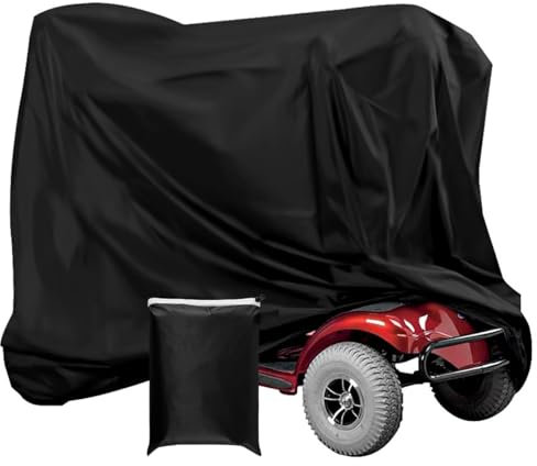 Waterproof Mobility Scooter Cover, Black Heavy Duty 190D Oxford Scooter Cover,4 Wheel Power Scooter Travel Storage Cover to Prevent Rain Wind Dust Sun fits for Most Mobility Scooter (190X71X117cm)