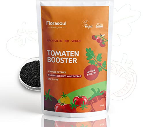 Florasoul® Florasoul Tomatendünger – Bio Vegan für kräftige Pflanzen & aromatische Tomaten | Geruchsneutral, Wasserlöslich, 500g für 350L