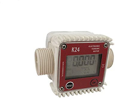 ZONADAH Caudalímetro digital de 1 pulgada con turbina electrónica de alta precisión para gasolina, diésel, productos químicos, agua, caudalímetro de manguera de 1 pulgada, máx. 120 l/m (1900 GPH)
