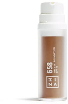 3INA MAKEUP - The 3 in 1 Foundation 658 - Fond de Teint Sable avec Sous-Teinte Rose - Primer Anti-Cernes et Fond de Teint avec SPF 15 et Vitamine C - Vegan - Cruelty Free