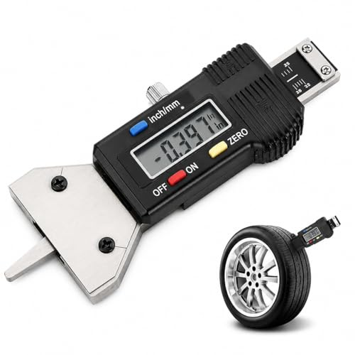 Calibro di Profondità del Battistrada Digitale per Pneumatici, Rilevamento Pneumatici 0-25 mm LCD Calibro di Profondità Digitale per Pneumatici Controllo della Profondità del Battistrada 0,01 mm Strum