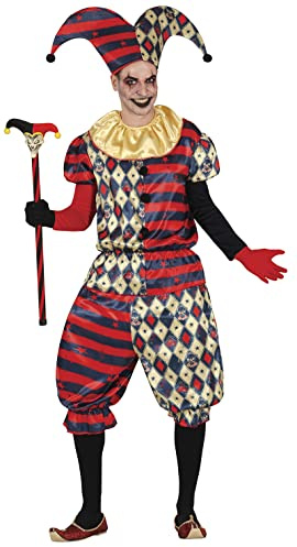 FIESTAS GUIRCA Disfraz de Arlequín Diamante - Payaso Bufón Circo de Terror Disfraz Halloween Hombre Talla 48-50 M