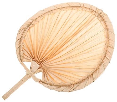 WOONEKY 1pcs Portable Hand Woven Fan Vintage Chinese Style Palm Leaf Hand Fan for Lightweight Decorative for Weddings and Parties