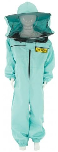 LYSON Kinderanzug mit abnehmbaren Hut Kinderoverall mit Schleier Kinderimkeranzug Schutzkleidung für Kinder, Imker Anzug Imkeranzug Schutz vor Bienen Türkis Grösse 152
