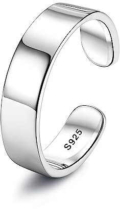 Chriscoco 925 Silber Ringe für Damen Verstellbare Ring Bandring Verlobungsring Eheringe Daumenring Verstellbar Offener Ring für Damen Herren 4MM