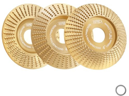 Wood Carving Disc Set 100mm - 3pcs Grinding Wheel Shaping Disc with Arbor：22.23/15.875mm for Wood Cutting, Grinder Cutting Wheel Attachments