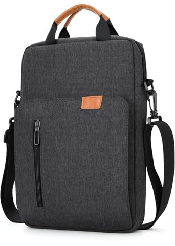jooeer Funda Portatil 14 Pulgadas Bolsa Ordenador con Bandolera para 14” MacBook Pro M4/M3/M2/M1 2024-2021 Chromebook Notebook, Protector PC de Poliéster Impermeable con Bolsillo, Gris Oscuro