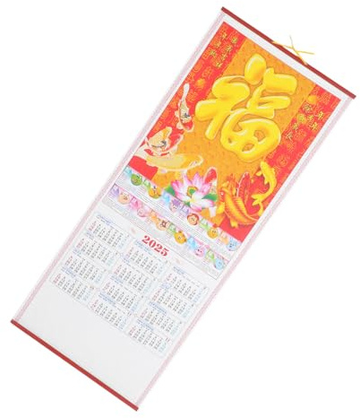 STOBOK Chinese Wall Scroll Calendar New Year Calendar 2025 Wall Hanging, Lunar Reel Decorative for Home