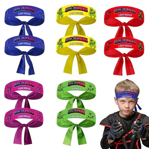 DAOOZHU 10 pezzi Fascia Ninja Bambini, Riutilizzabile, Per Karate, Festa Ninja, Halloween, Natale e Accessori di Decorazione per Feste di Compleanno