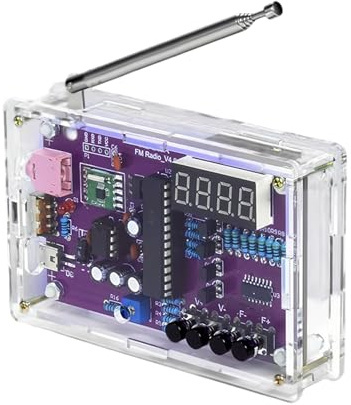 Kit Radio FM Électronique, Kit D'entraînement à Souder, Kit Radio FM Projets de Soudure pour Apprendre et Enseigner avec Prise Casque 3,5 mm, (avec Boîtier)