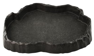 Flylin Reptilien Wasserschale, Reptilien Futterstation Harzfelsen Reptilienfutter und Wasser-Futternapf, Reptile Rock Feeder Bowl Schildkröte Eidechse Harz Water Bowl Reptile Terrarium Food Dish (M)