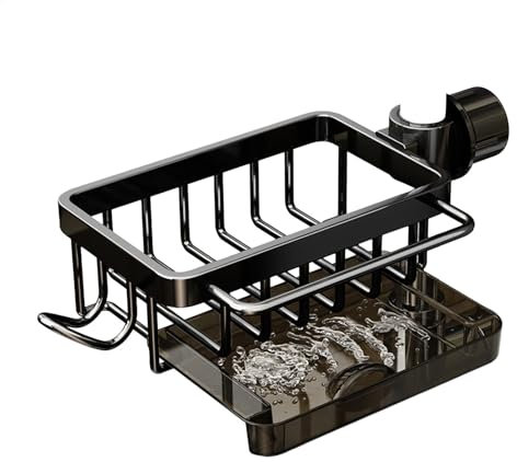 Soporte de esponja para grifo, soporte para esponja, soporte para estante de escritorio, esponjas, cepillos, soporte para fregadero, simplemente inserte la barra del grifo, verduras para lavavajillas