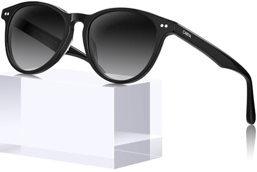 CARFIA Vintage Round Polarized Sunglasses Womens - UV400 Protection Acetate Frame Sunglasses, Classic Retro Style