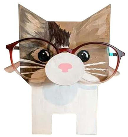 WAZUBC Supporto per Occhiali in Legno a Forma di Animale, Creativo e Originale Espositore per Occhiali da Sole per Casa, Ufficio, Scrivania, Decorazione (gatto)