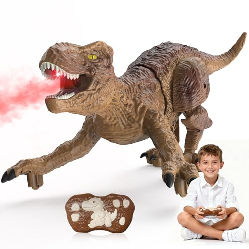 Ferngesteuerter Dino Geschenk für Kinder, RC T-rex Dinosaurier Spielzeug Elektrischer Prähistorische Kreaturen, Weihnachts- und Geburtstagsgeschenke für Jungen im Alter von 3-15 Jahren (A)