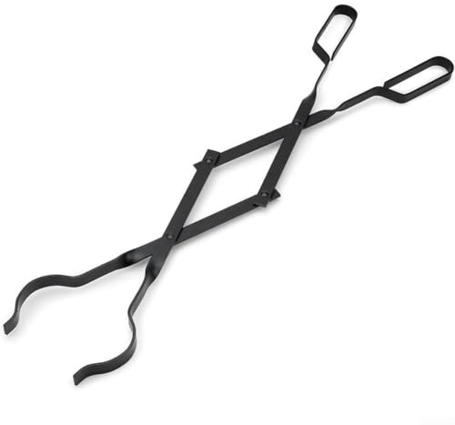Pinzas para chimenea de hierro resistente de larga duración, herramienta de agarre seguro para hogueras interiores y exteriores, diseño ergonómico de agarre