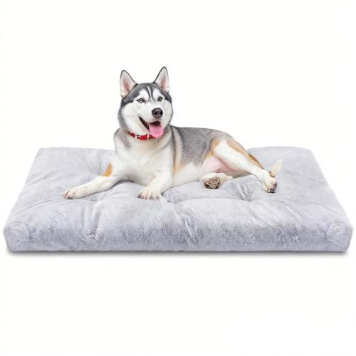 Nobleza - Materasso per Cani Multifunzione Lavabile, Cuscino da Viaggio con 6 Punti di Imbottitura e Fondo Antiscivolo, Morbido e Portatile per Gabbia, Auto o Casa - S, 80 * 50 * 10cm, Grigio
