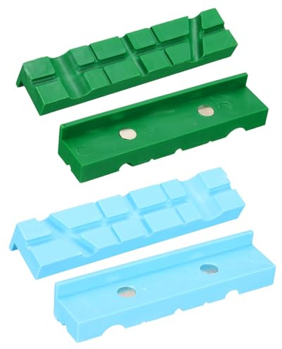 sourcing map 1 Set Vise Jaw Pads 6 and 6 Rubber Magnetic Vise Soft Jaws Standard Anti-Scratches Vice Covers Tools for DIY Making Woodworking Clamping Plumbing, Blue/Green