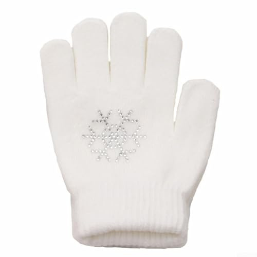 Warme Baumwoll-Handschuhe mit rutschfester Handfläche Grip Gummipunkte Stretch-Handschuhe geeignet für Eiskunstlauf und Eissport (M Weiß)