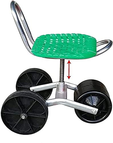ADTUIUG Sgabello da giardino con poggiagomiti, Seduta Da Giardino Su Ruote Con 3, Sgabello E Giardiniere Esterno(Grün)