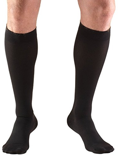 Truform 15-20 mmHg Compression Stockings for Men and Women, Knee High Length, Closed Toe, Black, Large