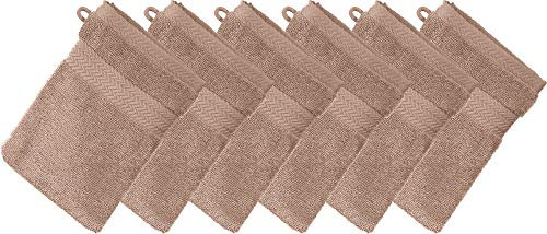 Erwin Müller Waschhandschuh Friedrichshafen 6er- Pack, 100% Baumwolle Sand Größe 15x21 cm - Premium-Qualität, unvergleichlich saugfähig, hautsympathisch, formstabil (weitere Farben)