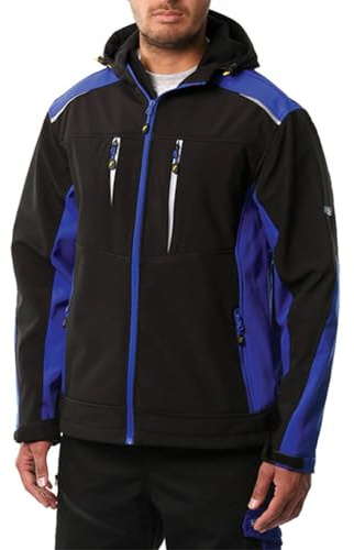 Goodyear Workwear GYJKT012 Mens Work Safety Softshell Jacket with Fleece Lining and Reflective Detail, Black/Royal Blue