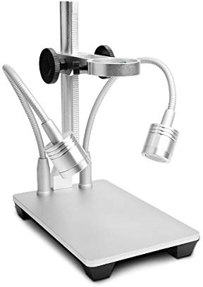 Jiusion uppdaterad med 2 lampor aluminiumlegering universell justerbar professionell basstativ hållare skrivbordsstöd fäste för max 3,5 cm i diameter USB digitalt mikroskop endoskop förstoringsglas