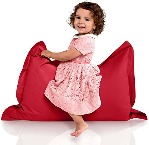 Green Bean© Pouf pour Enfants 70x100cm & 70 litres Remplissage de Perles EPS - Indoor&Outdoor - Bean Bag Coussin Siège Coussin de Sol Fauteuil Pouf Géant Coussin de Repos Garçons & Filles Rouge Foncé