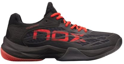 NOX Padelschuhe AT10 Lux Grau/Neongelb, Schwarz / Rot, 47 EU