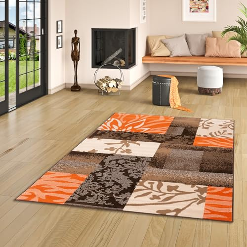 Pergamon Designer Teppich Samba Modern Terrakotta Karo in 5 Größen