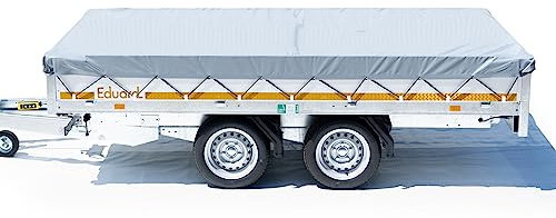 Hochwertige Anhängerplane Flachplane für Eduard PKW-Anhänger Wetterfeste Abdeckung für Anhänge 256 x 150 PVC Plane Hochglanzlackiert 680gr Transportschutz