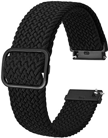 BISONSTRAP Nylon Uhrenarmband 19mm, Verstellbare Geflochtene Uhrenarmbänder für Herren und Damen, Schwarz/Schwarzer Schnalle