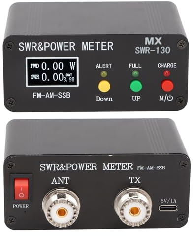 SWR-Stehwellenmessgerät, 1,8-50 MHz 120-Watt-Messgerät SWR-Messgerät mit Digitalanzeige, Wiederaufladbares Kurzwellenleistungs-Stehwellen-FM-AM-CW-SSB-Modus-Messgerät für CB-Funk