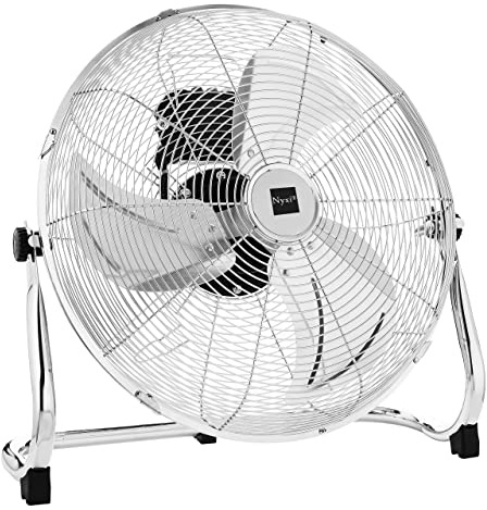Nyxi 16-Inch Metal Floor & Desk Fan, 3 Speed Settings, Aluminium Blades, Chrome Grill, Powerful Wind Circulation and Heavy Duty. For Homes, Gyms, Offices, Warehouses or Outdoor Events (16 Inch)