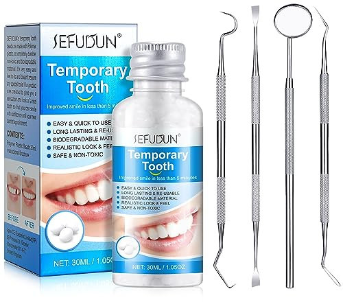 Kit Otturazione Denti, Faccette Dentali, Kit Di Riempimento Temporaneo Dente, Granuli di Riparazione dei Denti Falsi Modellabili, Cemento per Denti, Cavità e Denti Scheggiati Halloween Xmas