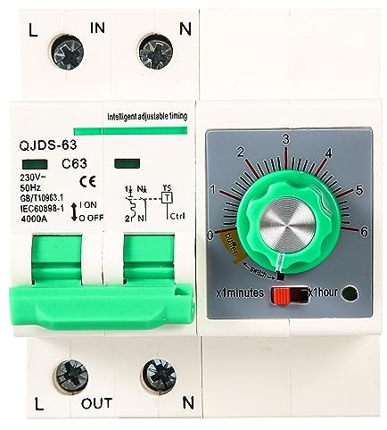 Jadeshay Interruttore Orario,AC230V 63A Relè Temporizzatore 0-6 Ore Regolabile Timer Meccanico Automatico,Montaggio su Guida DIN