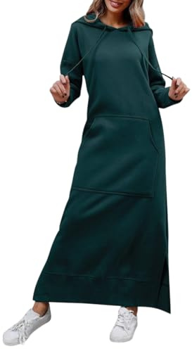 Minetom Femme Sweat à Capuche Longue Hoodie Casual Automne Hiver Chaud Pull Manches Longues Sweat-Shirt Pullover Maxi Robe Sweatshirt